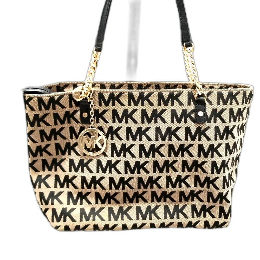 Michael Kors Black and Tan Tote Bag